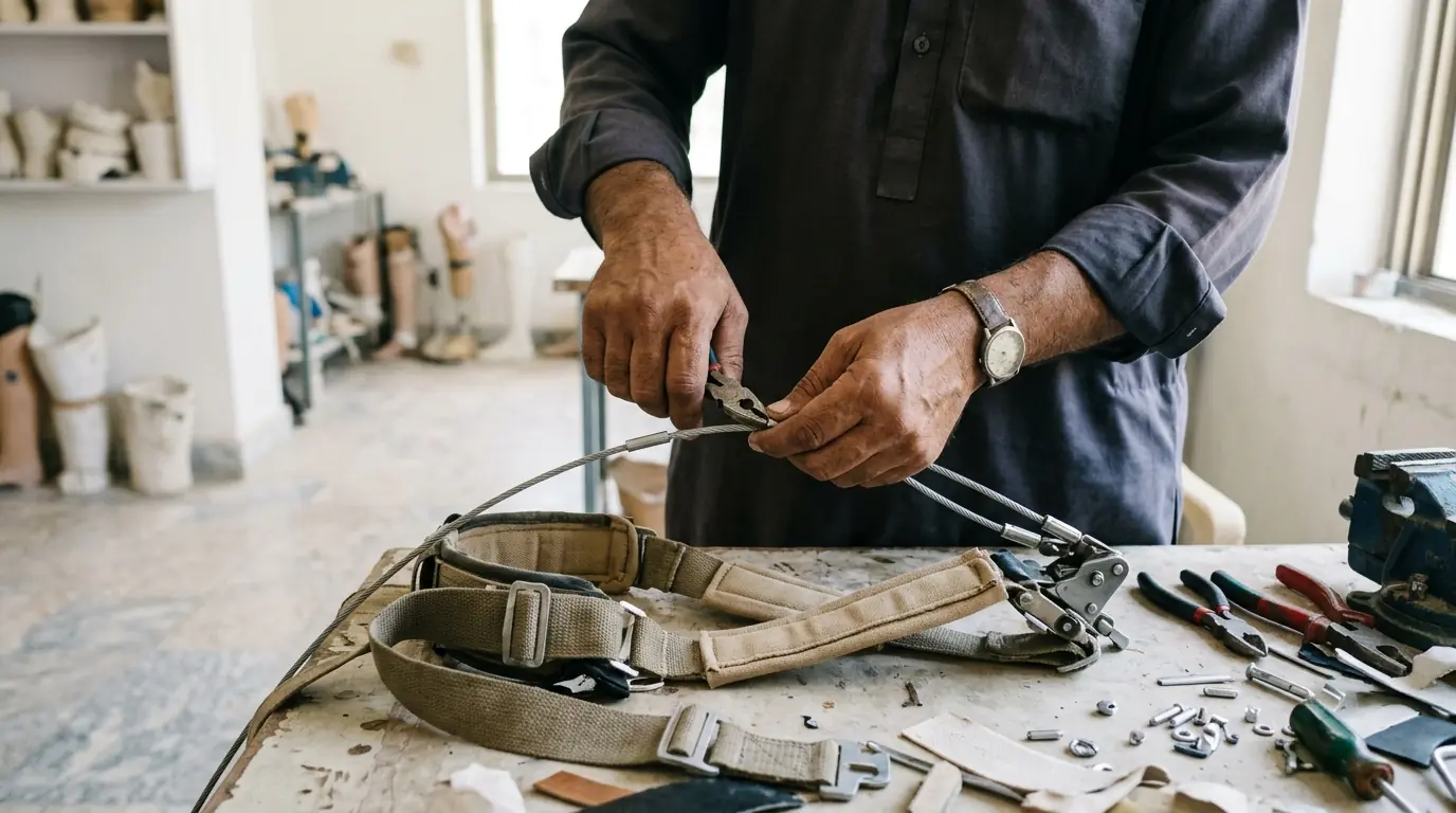 Fitting a new cable to an arm harness