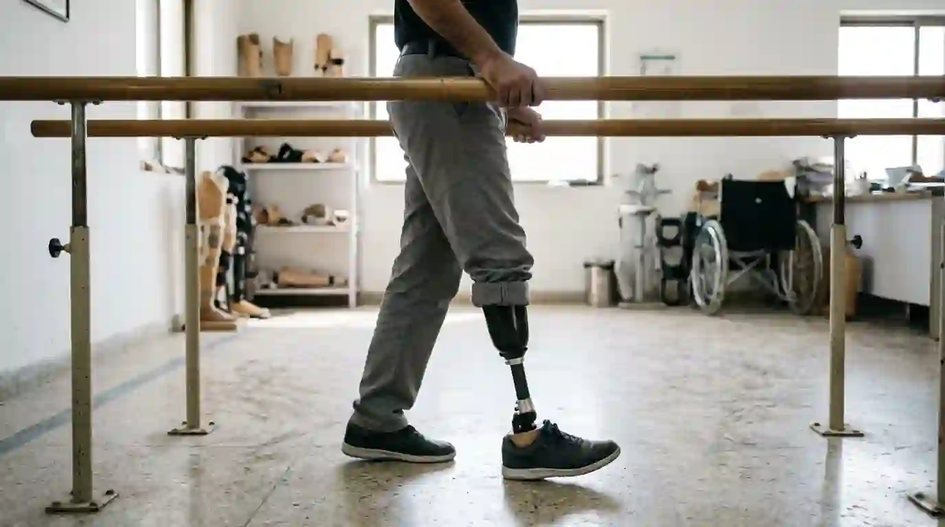 Walking practice between parallel bars