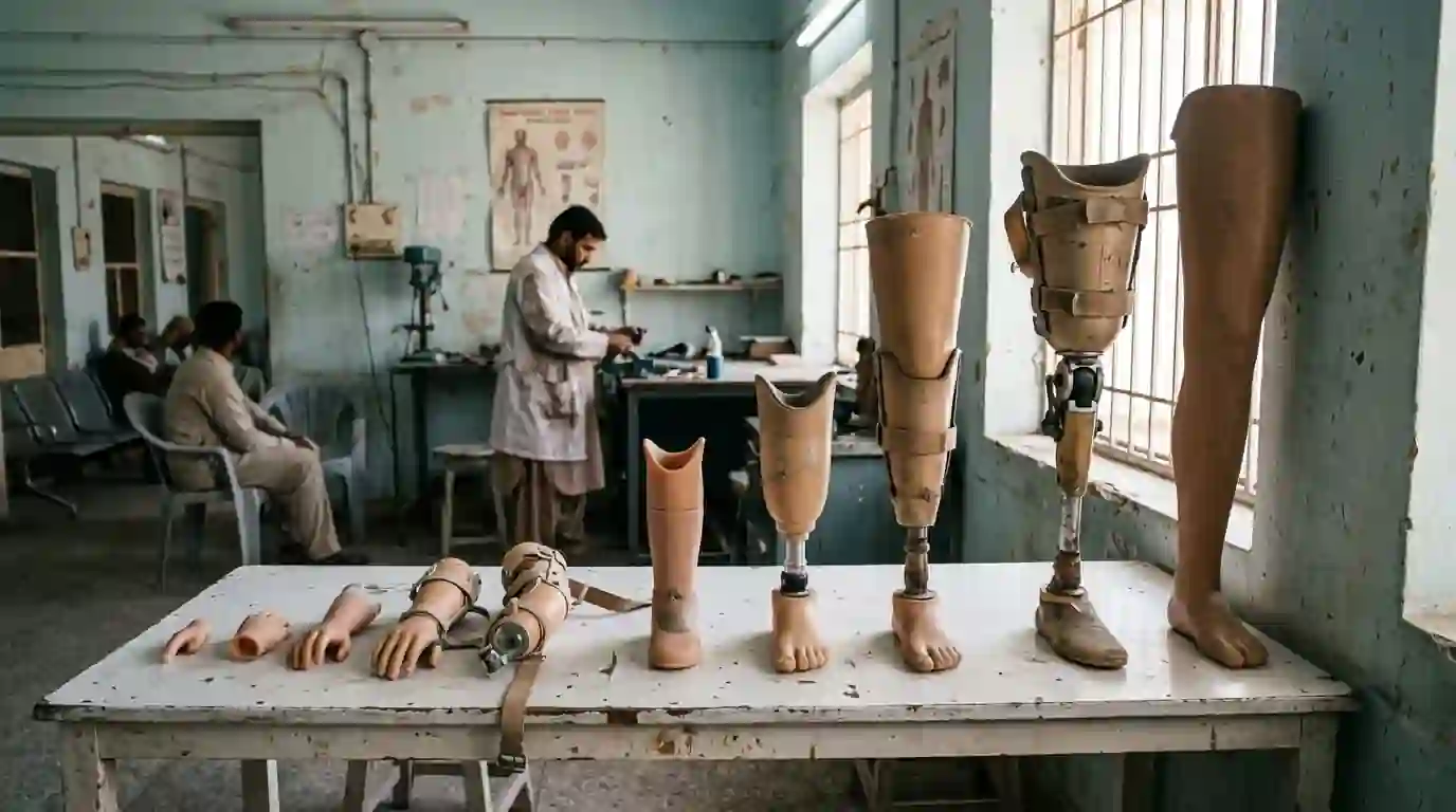 Artificial limbs arranged from smallest to largest