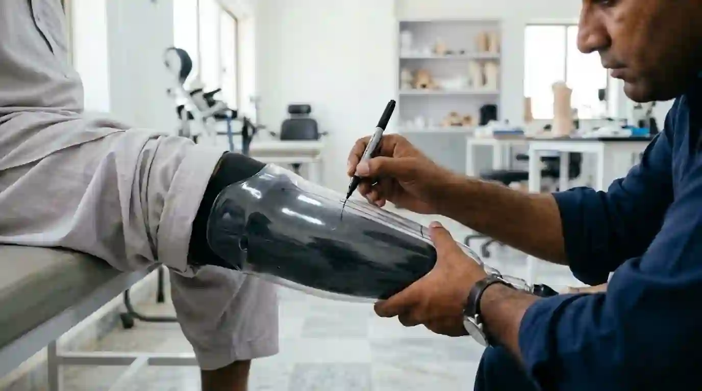 Marking a clear test socket during a fitting