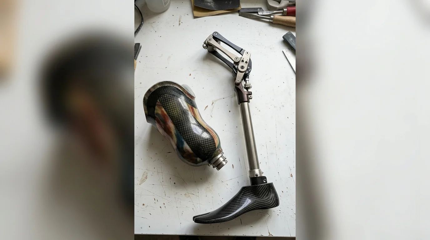 A through-knee prosthesis with a slim knee joint