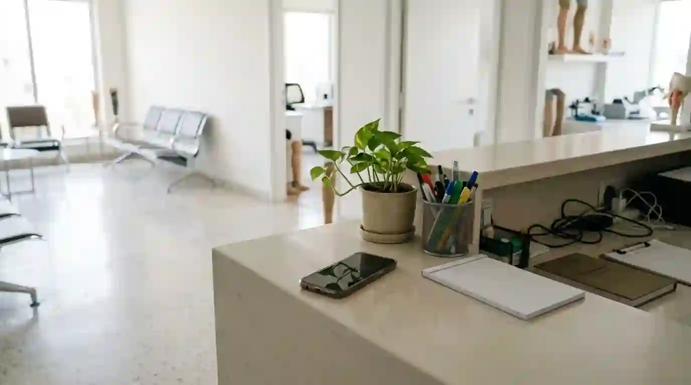 A phone on a clinic reception counter