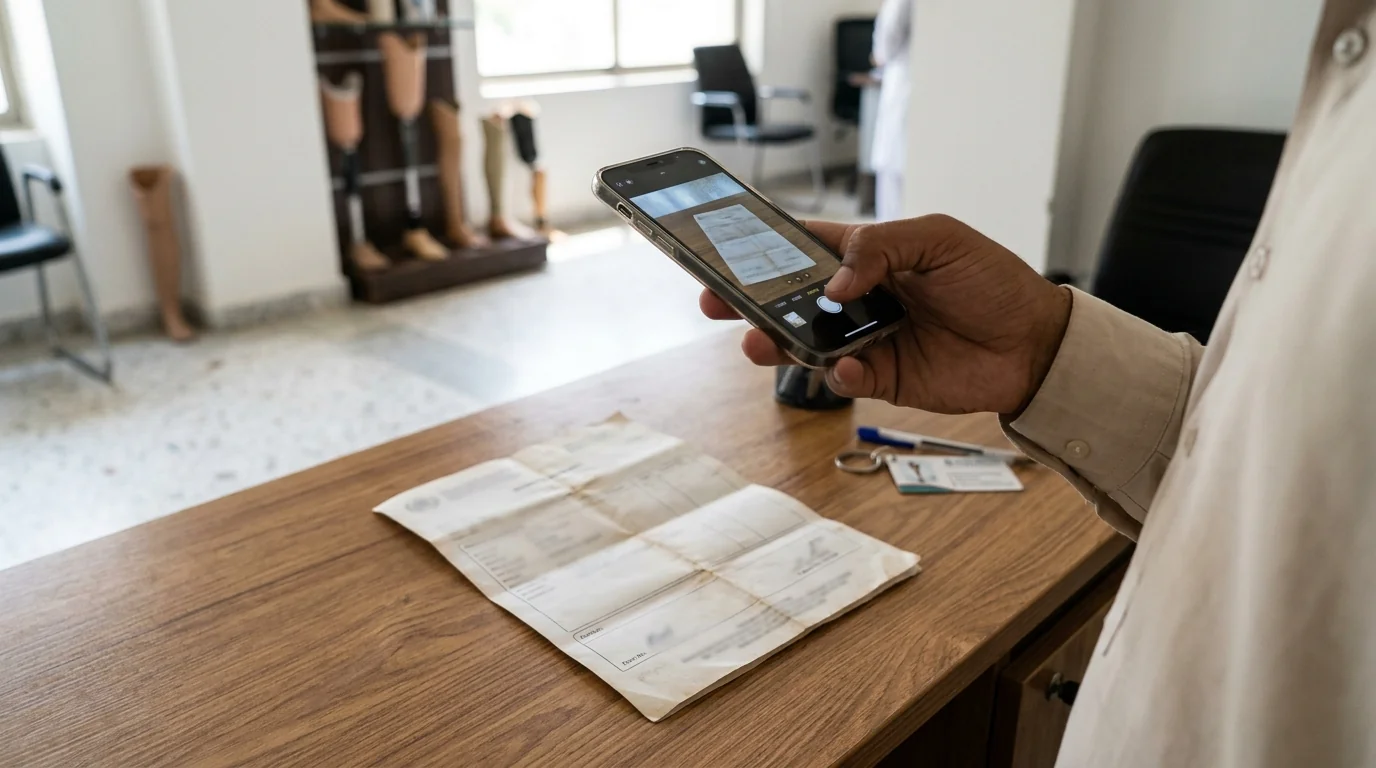 Photographing hospital papers with a phone