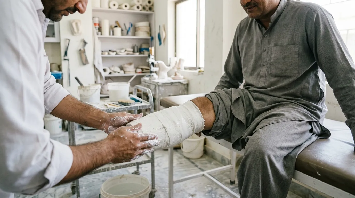 Plaster casting of a below knee stump