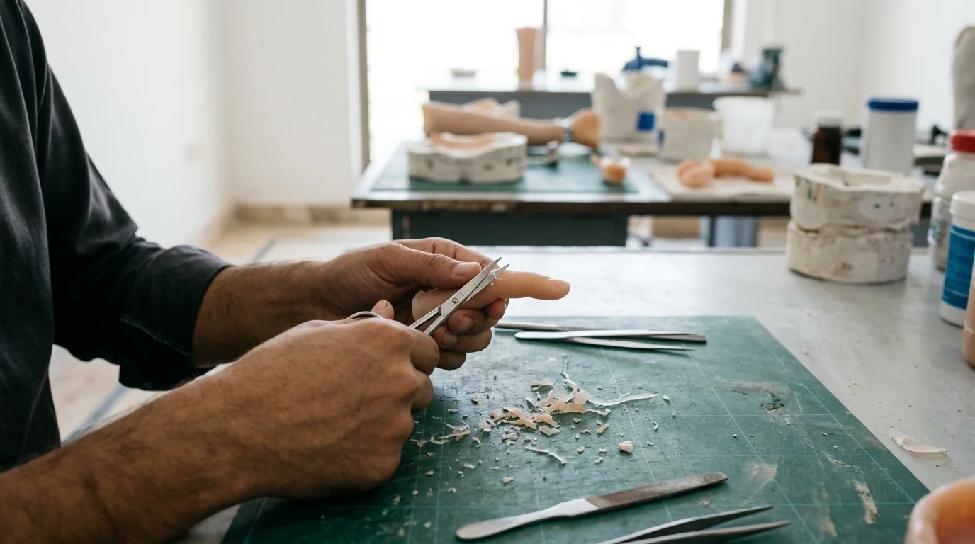Trimming a silicone finger