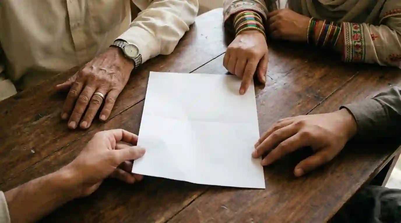 A family looking over an estimate together at home