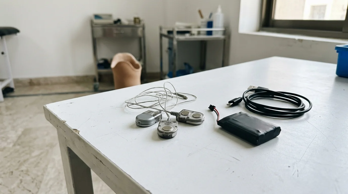 Myoelectric electrodes, a battery and a charger
