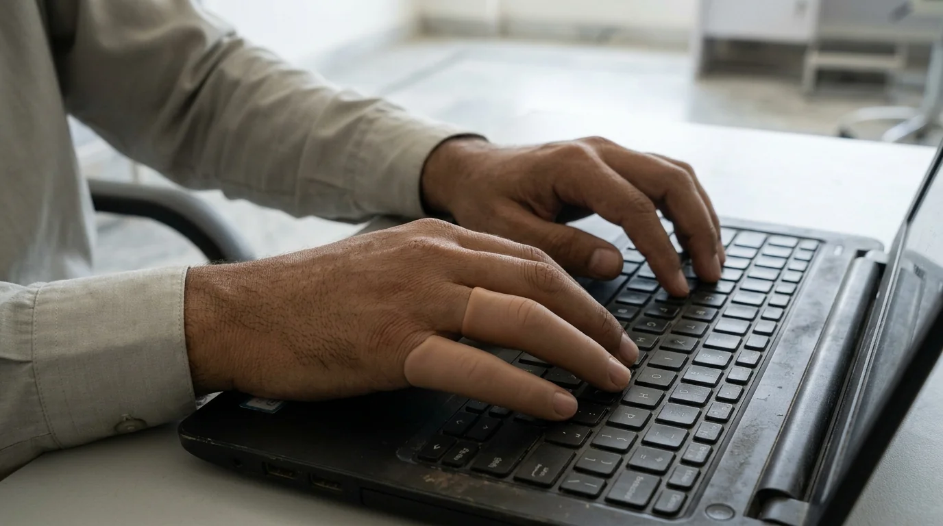 Typing with a silicone finger