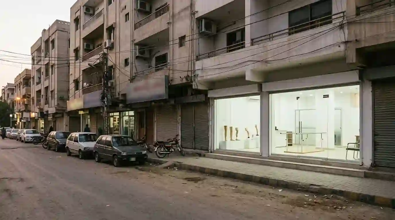 A commercial street in DHA Phase 2 Extension