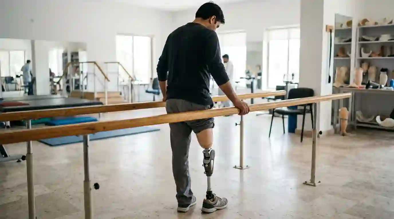 Standing practice between parallel bars